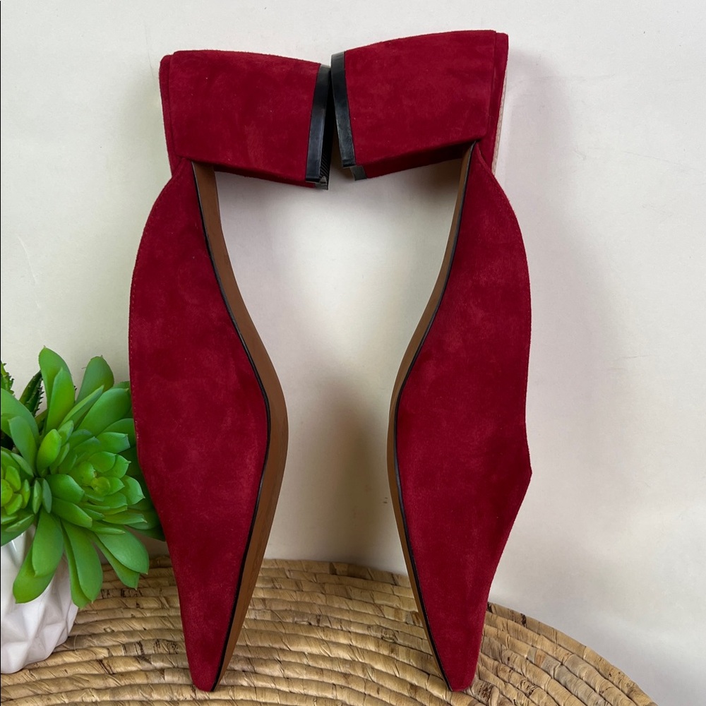 Linea Paolo Zadie Aurora Red Kid Suede Block Mule 8 - Picture 6 of 9